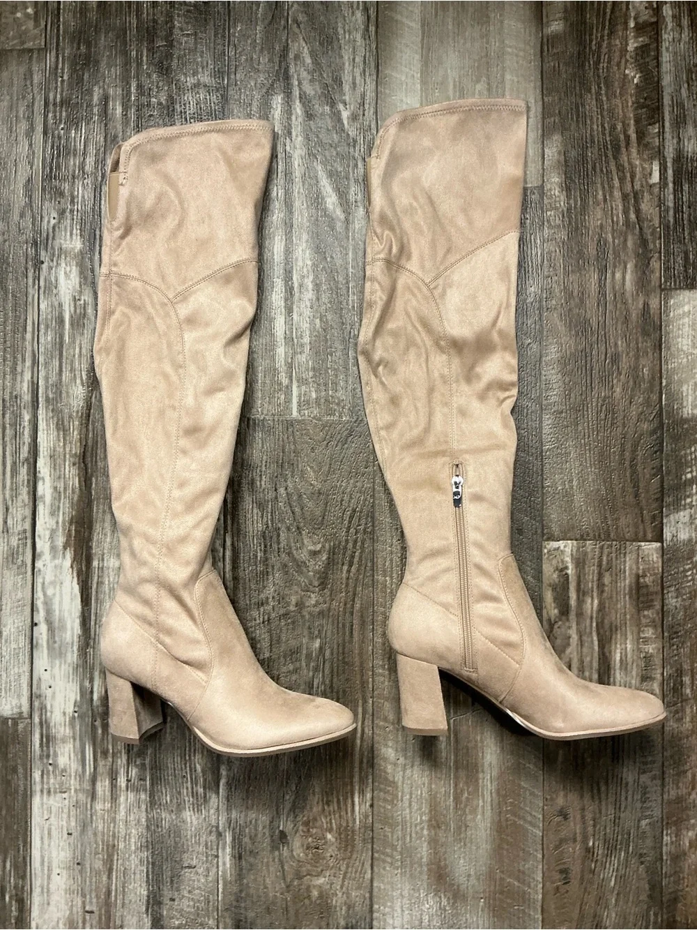 Marc Fisher Tan Over-the-Knee Block Heel Boots Size 7